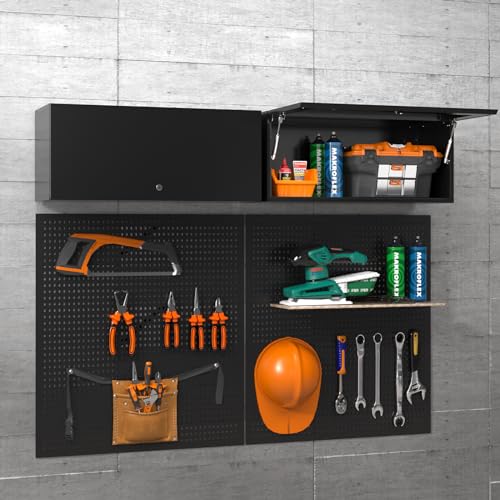 Metal Wall Garage Storage Cabinet, 20" H Wall Cabinets with Doors and Shelves, Locking Garage Cabinets Wall Mounted N9207