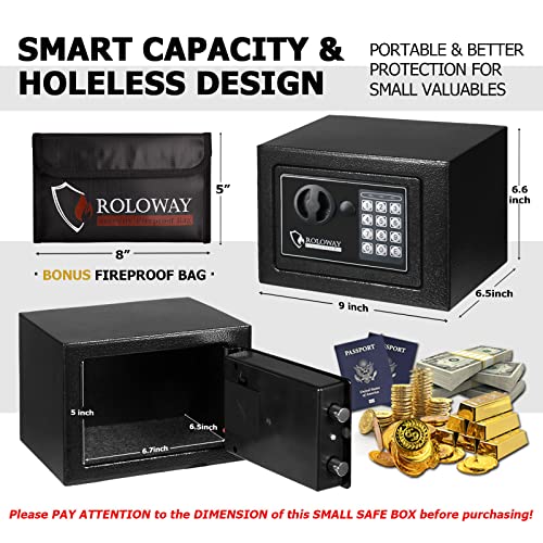 Black Steel Safe Box with Key Digital Keypad Lock T114838
