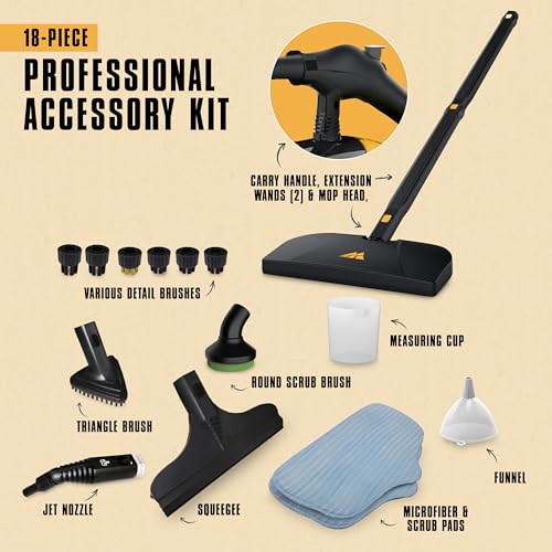 Handheld Steam Cleaner, 10 Minute Runtime, 11 Accessories Y848972