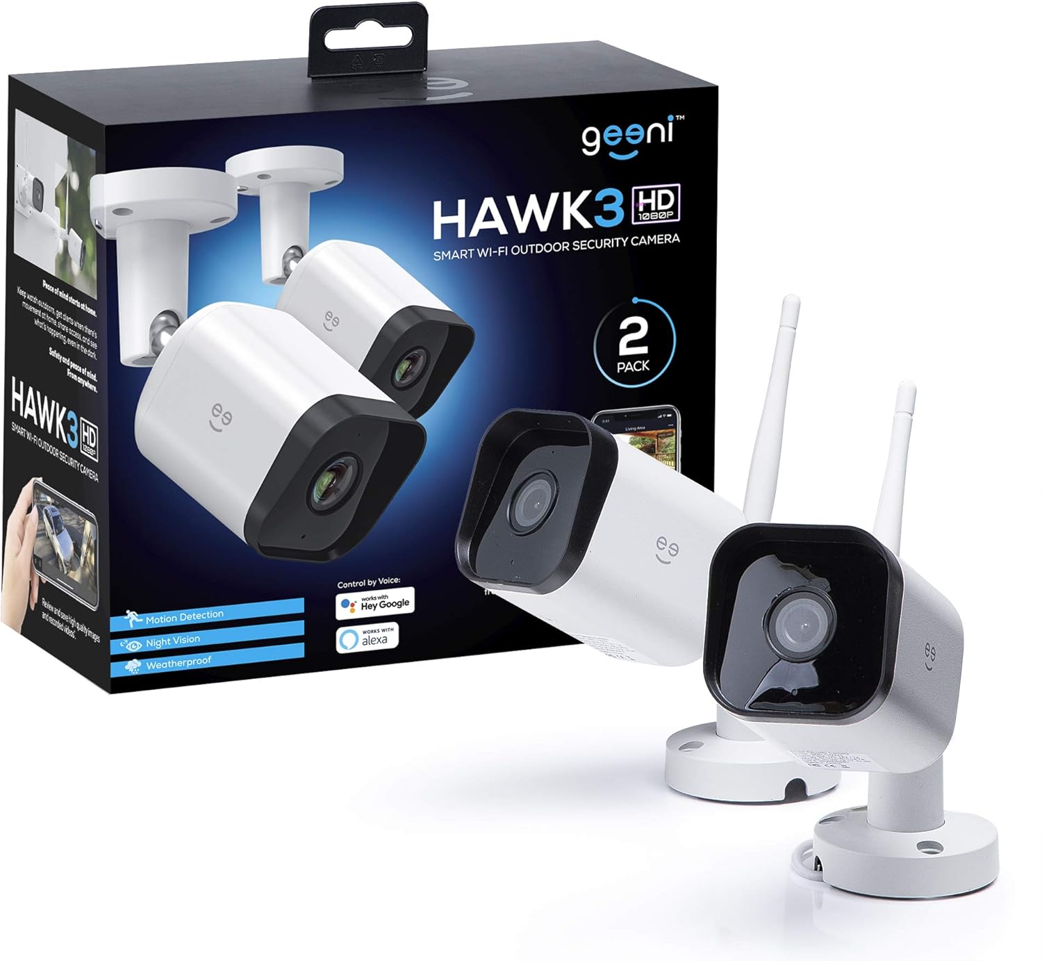 2 Pack 1080p Outdoor Security Camera with Night Vision and Motion Detection S87834