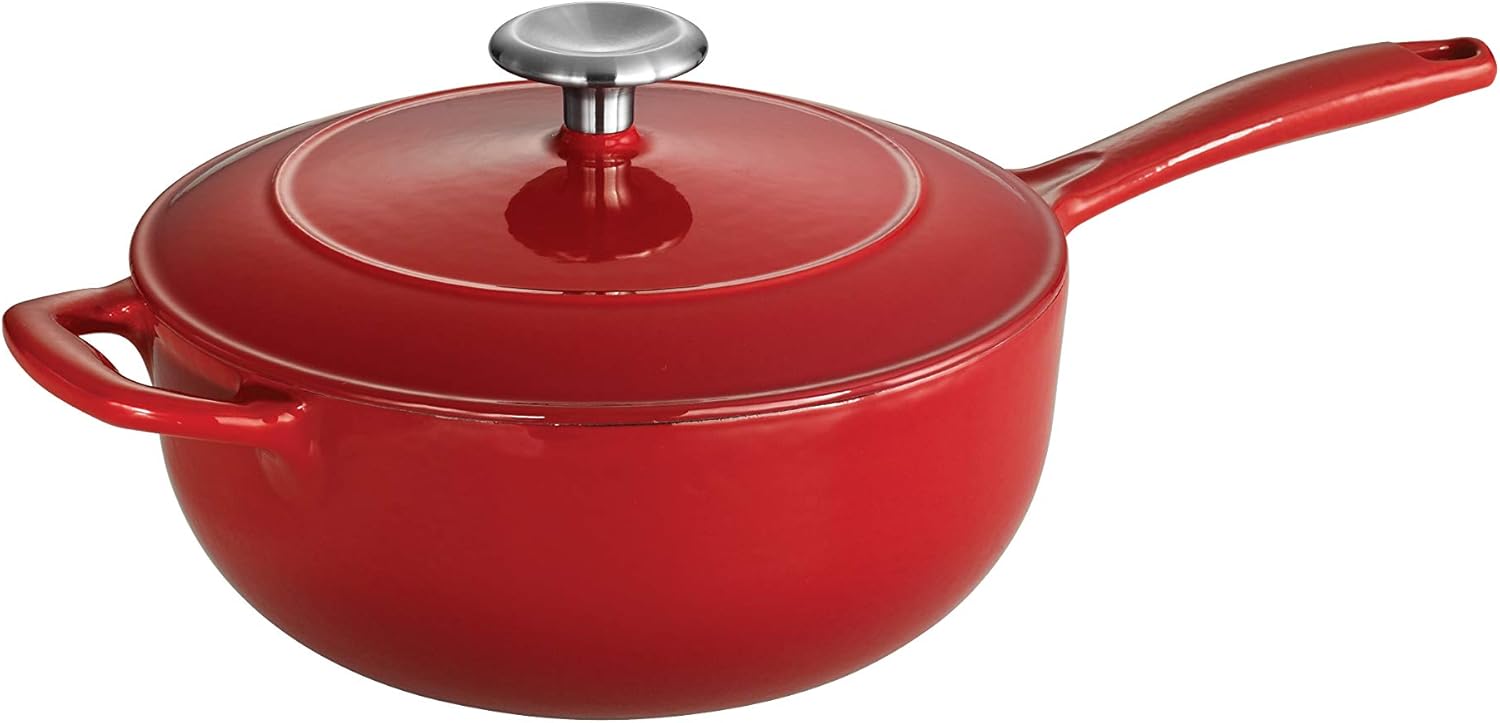 Enameled Cast Iron 3-Quart Saucier Gradated Red M9260