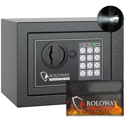 Black Steel Safe Box with Key Digital Keypad Lock T114838