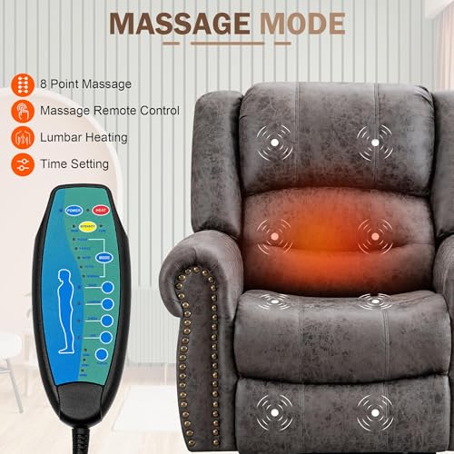 Large Dual Motor Power Lift Recliner Chair with Massage and Heat Z770930