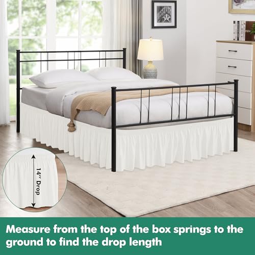 White Adjustable Elastic Wrap Around Bed Skirt 25" Drop B990