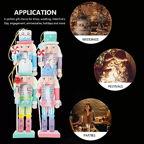 4pcs Pink Wooden Nutcracker Ornaments Y16099