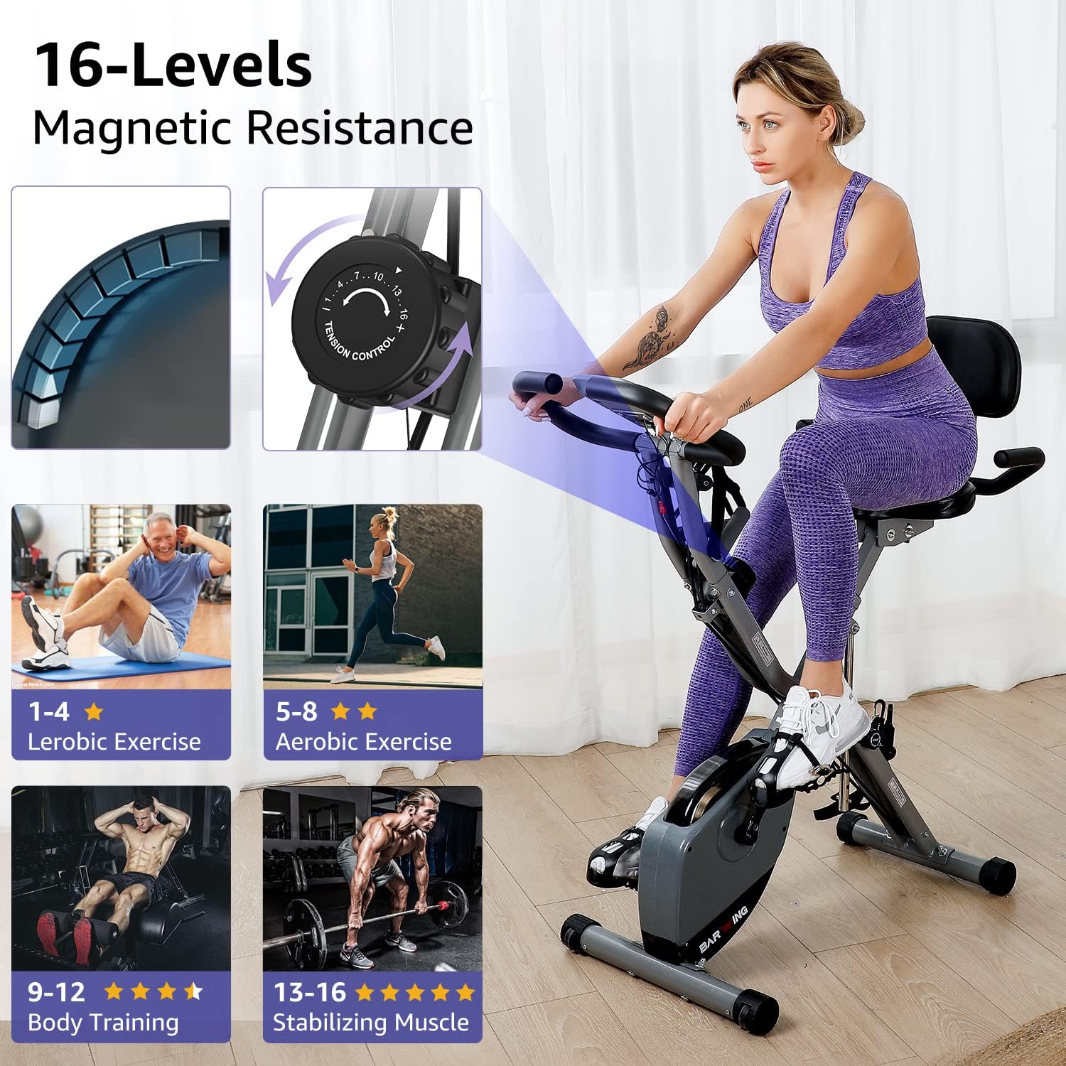 Cement Grey 4 IN 1 Foldable Indoor Cycling Bike J8296