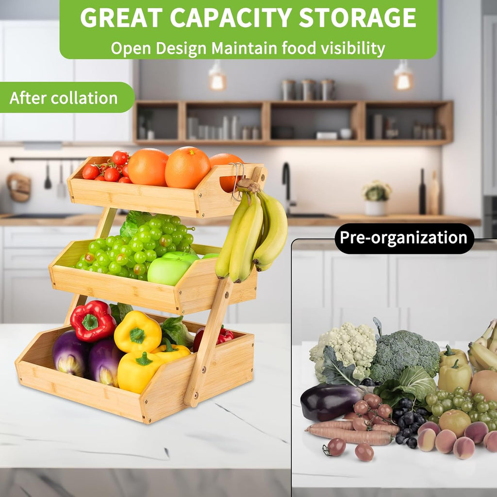 Bamboo Fruit Basket with Banana Hook D777721