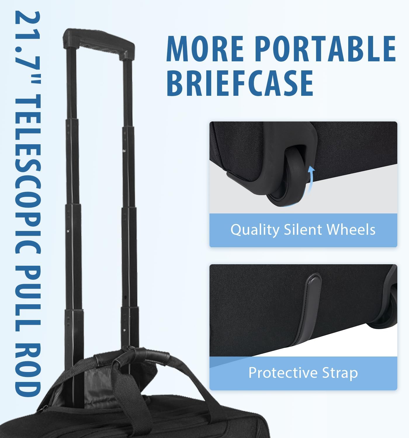 Black Rolling Laptop Bag with Wheels U930