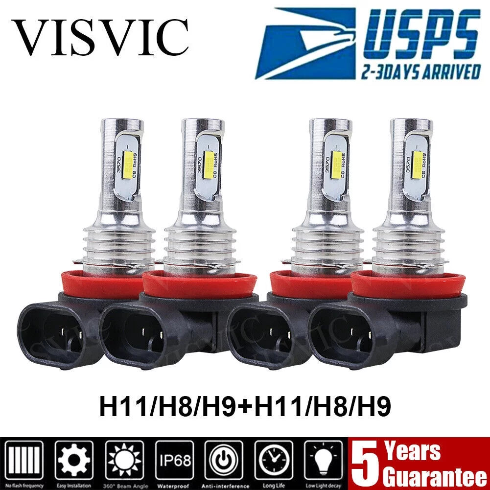 White LED Headlight Bulbs Combo H9 H11 B414