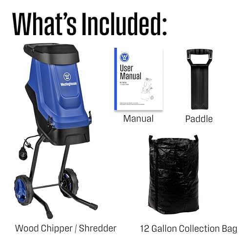 1.7-Inch 15 Amp Corded Electric Mulcher Chipper Shredder with 12 Gallon Collection Bag V387115