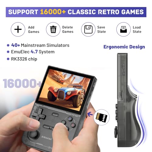 Retro Handheld Game Console with 64GB TF Card, 3.5 Inch IPS Screen Black C84244