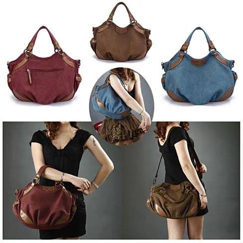 Canvas Shoulder Bag Sea Blue W790585