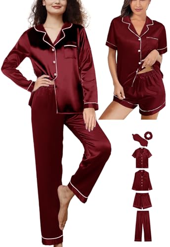 6Pcs Silk Satin Pajamas Set G900