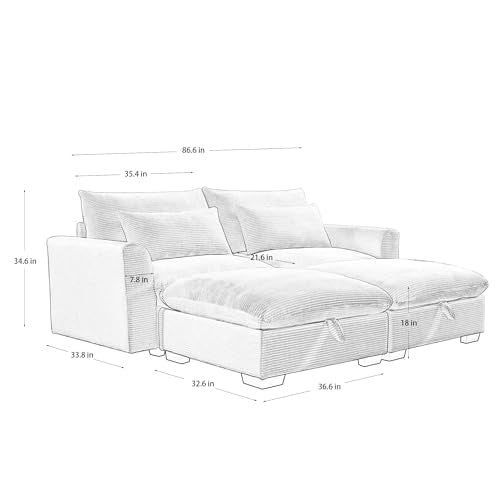 Brown Corduroy Ottomans for Modular Sectional Sofa Z11787