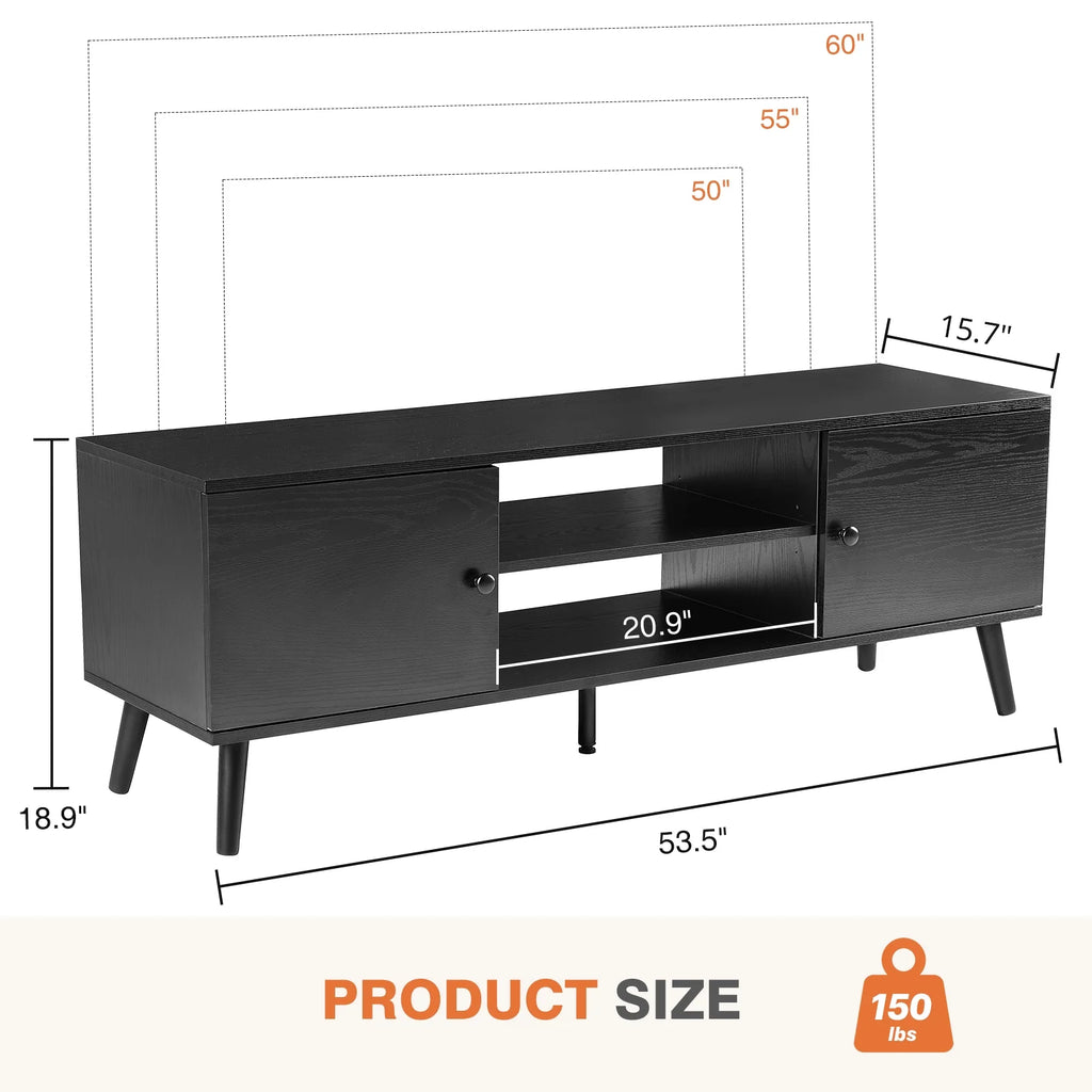 Black TV Stand with Storage Cabinets F3519