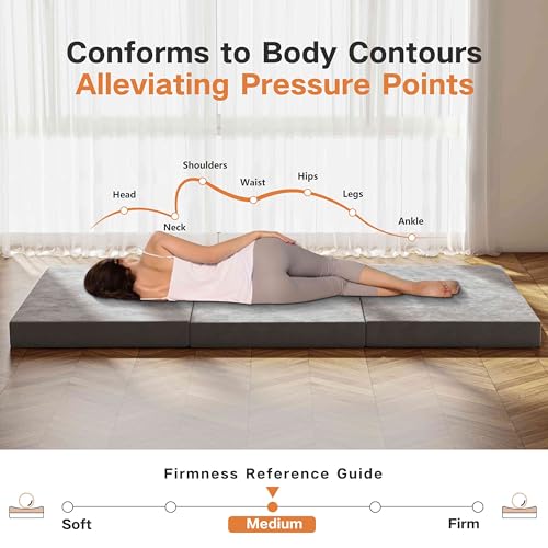 4 inch Single Folding Memory Foam Mattress with Washable Covers X76431