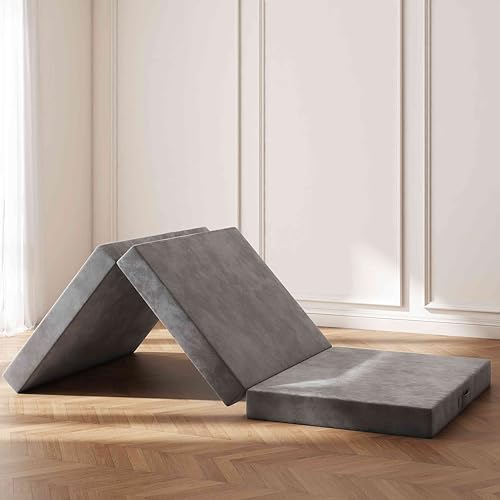 4 inch Single Folding Memory Foam Mattress with Washable Covers X76431