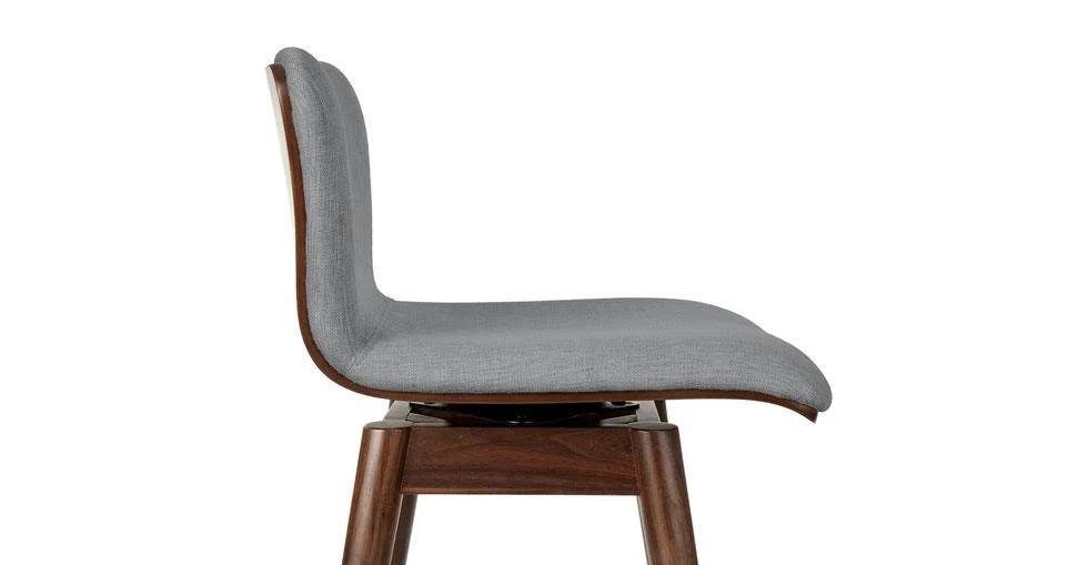 Gray Fabric Walnut Legs Swivel Bar Stool F69698
