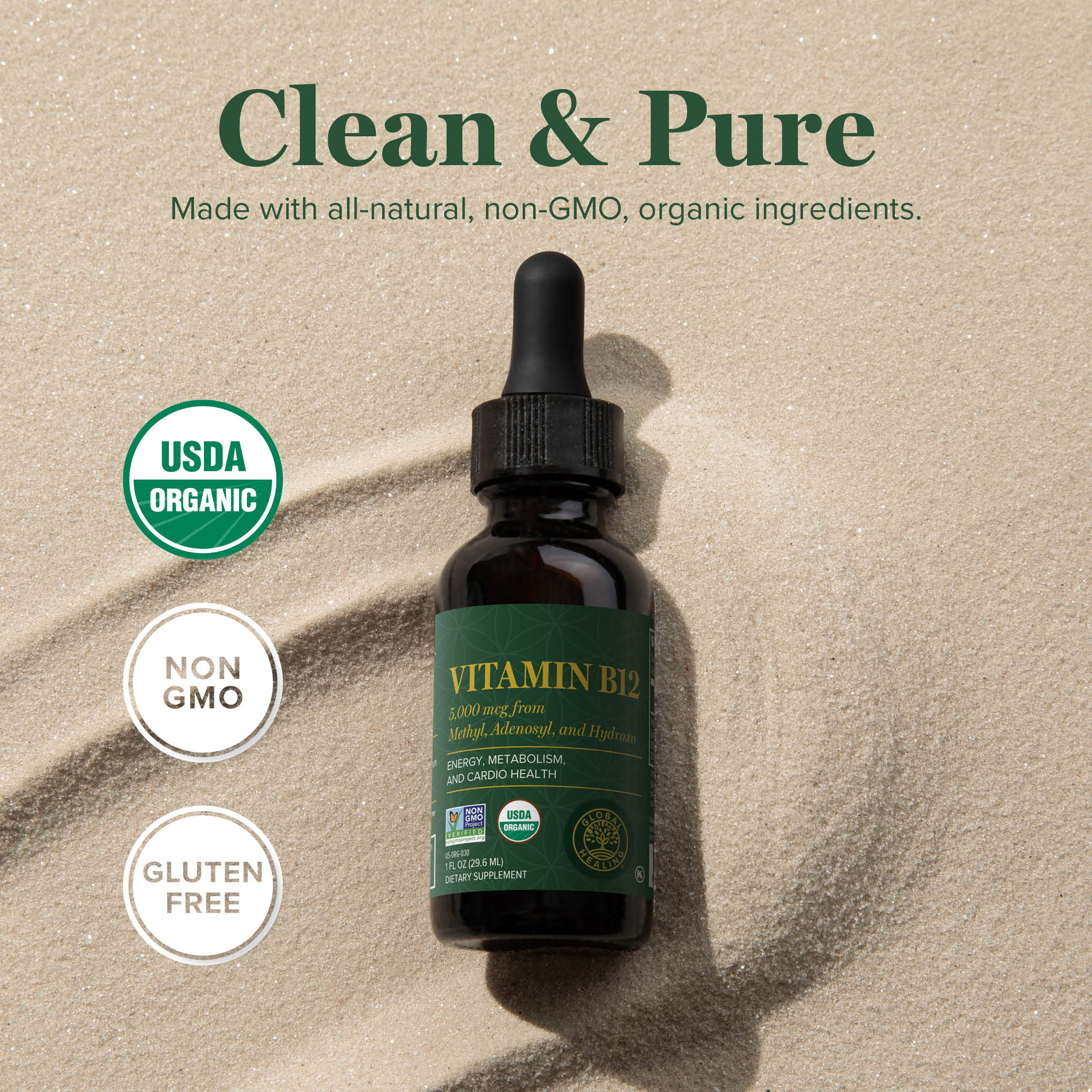 Organic Liquid Vitamin B12 Drops, 5000mcg, 1 fl oz K42269