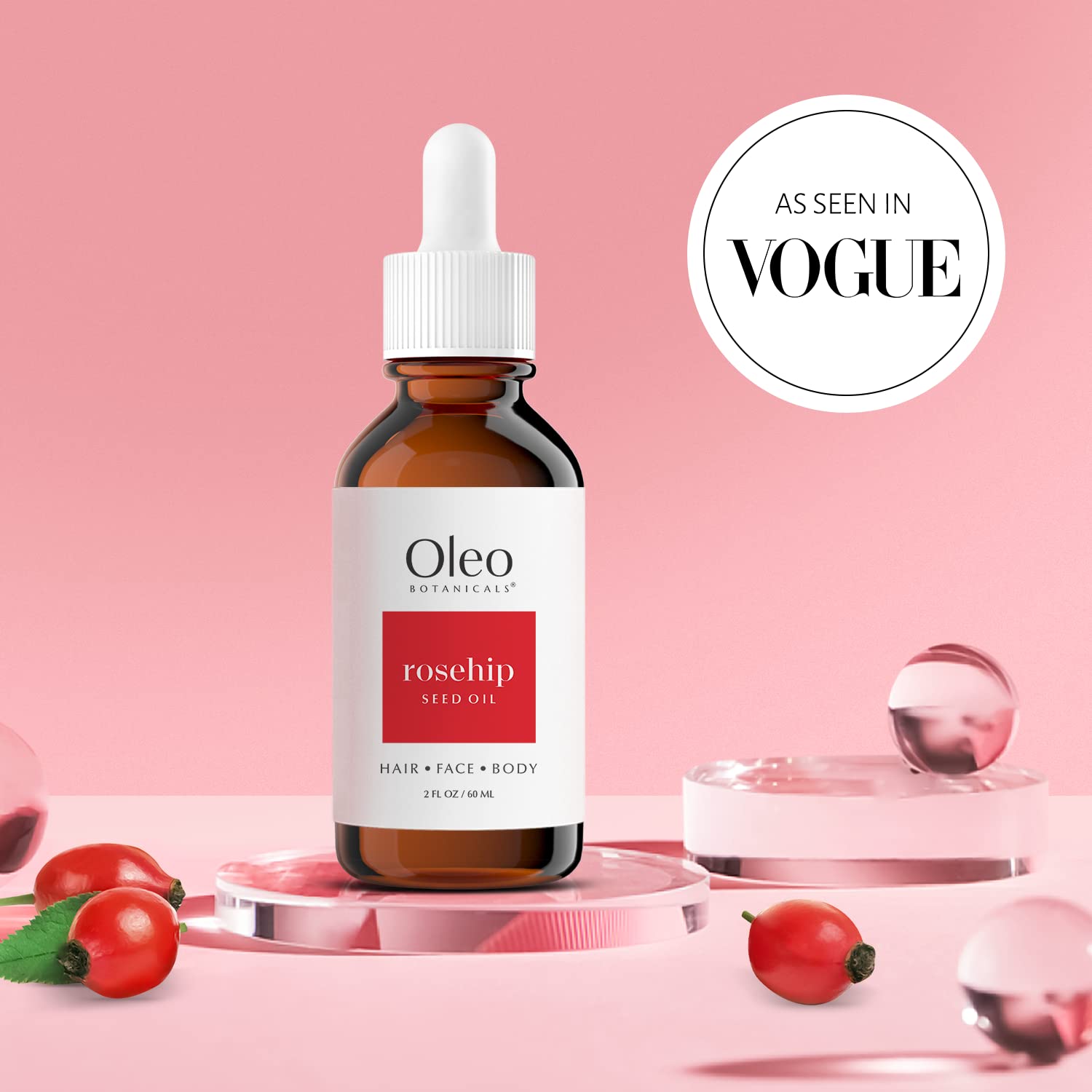 100% Pure Cold Pressed Unrefined Rosehip Seed Oil (60ml) O28119