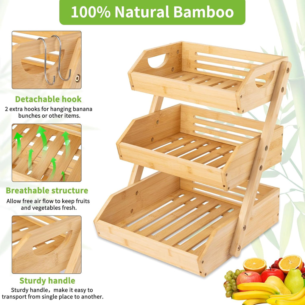 Bamboo Fruit Basket with Banana Hook D777721