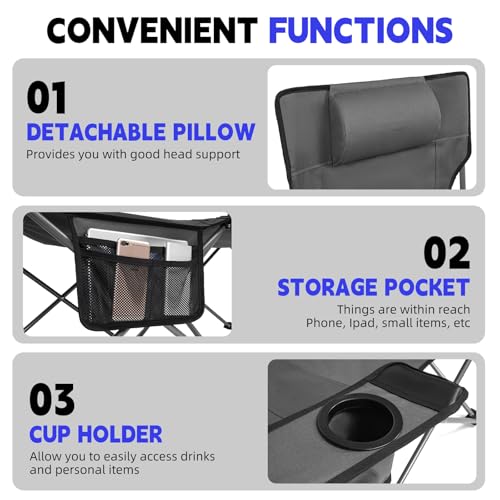 Folding Reclining Camping Chair with Footrest Cup Holder I5856
