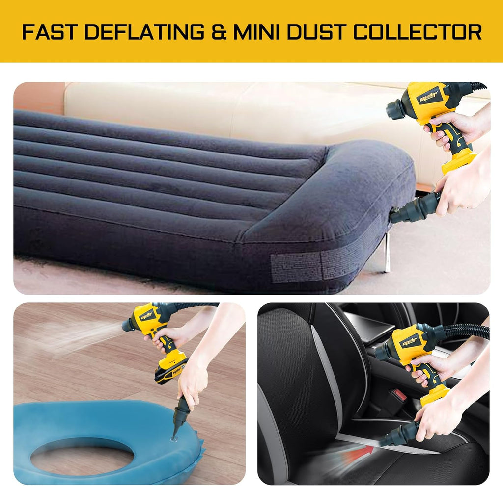 Cordless Air Pump Air Duster for Dewalt 20V Battery, Handheld Brushless Compressed Air Mattress Pump Air Blower with 3 Speeds & 7 Nozzles L25618