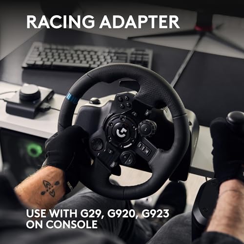 Black Leather Steering Wheel with Floor Pedals H4508
