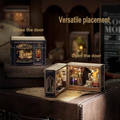Miniature House Kit DIY Dollhouse Kit with Furnitures 3D Wooden Puzzle Bookend Bookshelf Decor Tiny House Crafts I854190
