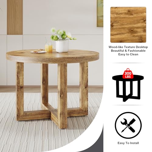 Round Dining Table Set for 4 Wood Upholstered Chair Brown T784073
