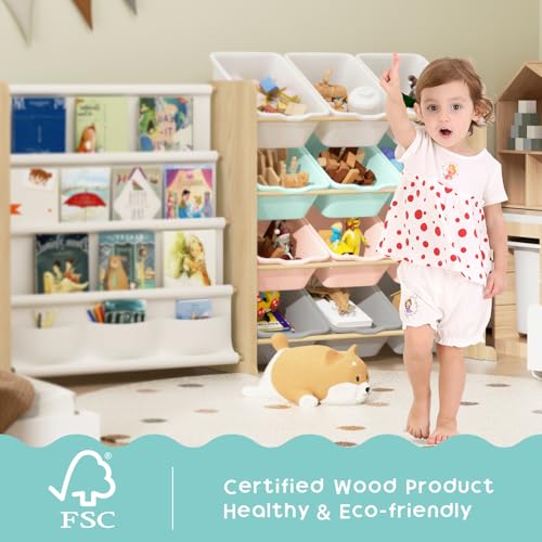 12 Bin 4 Shelf Toy Storage Organizer with Bookshelf P521