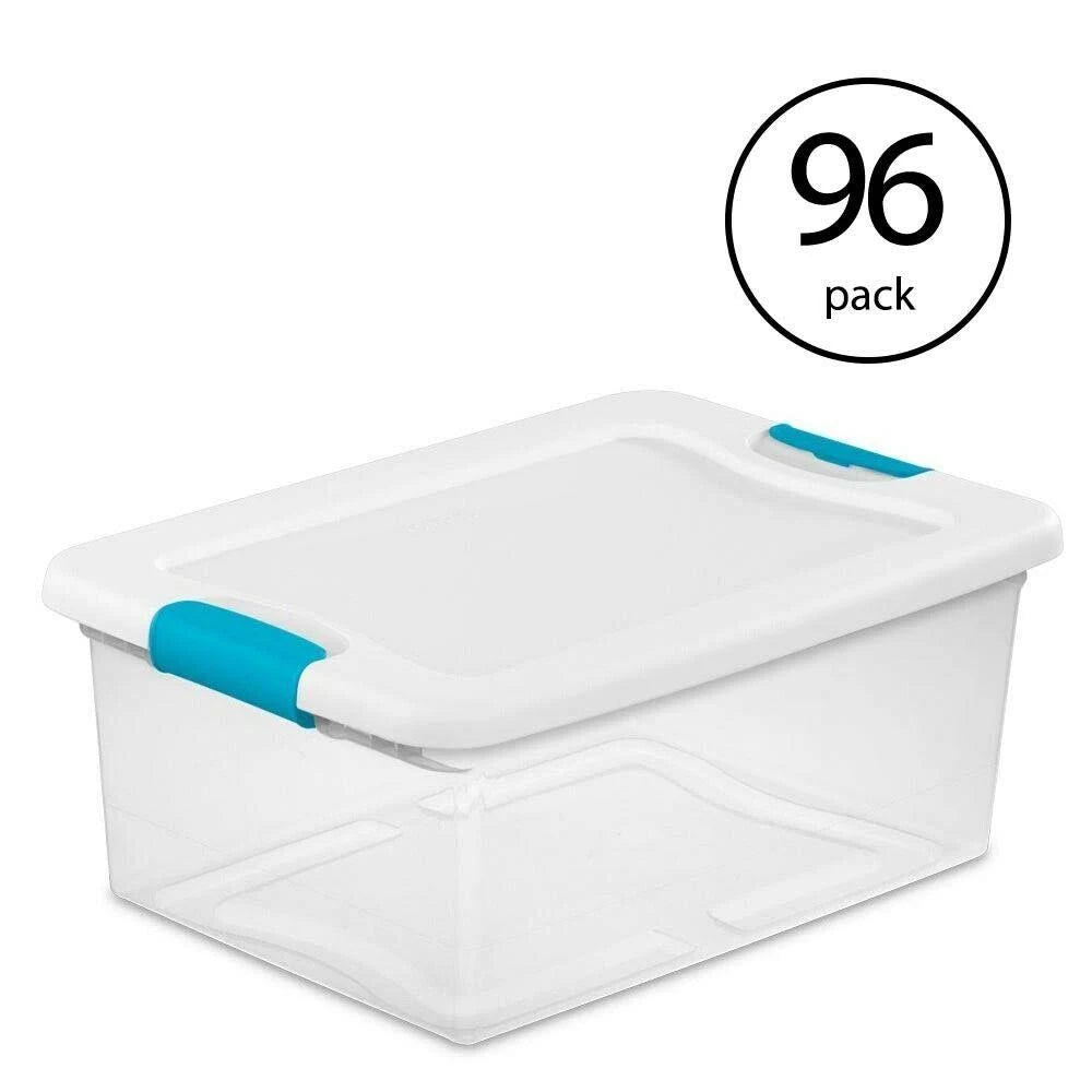 15-Qt. Clear Stackable Latching Storage Box Container (96 Pack) Z473