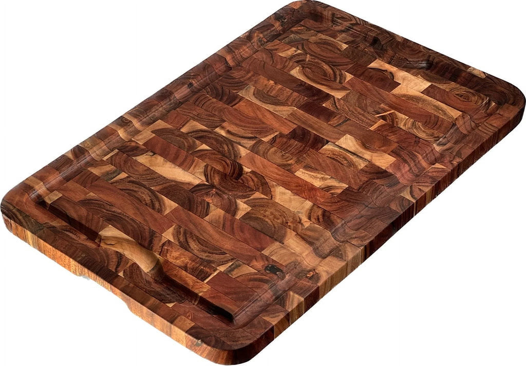 Organic End-Grain Hardwood Acacia Cutting Board with Juice Groove, 24 x 16 x 1 T33390