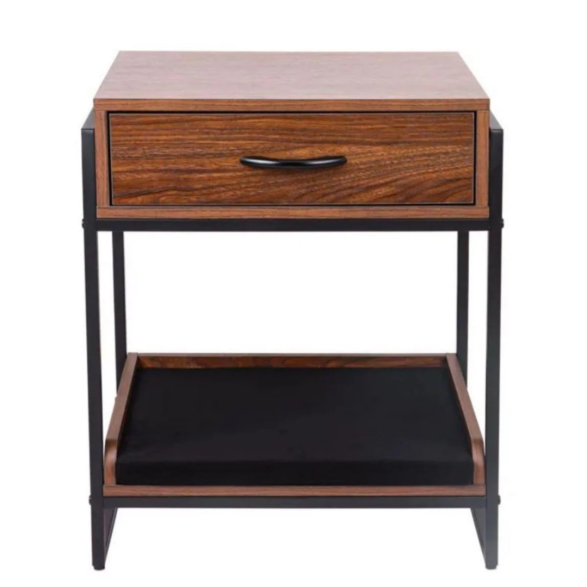 Brown End Table with Storage Drawer and Cat Resting Seat F810833