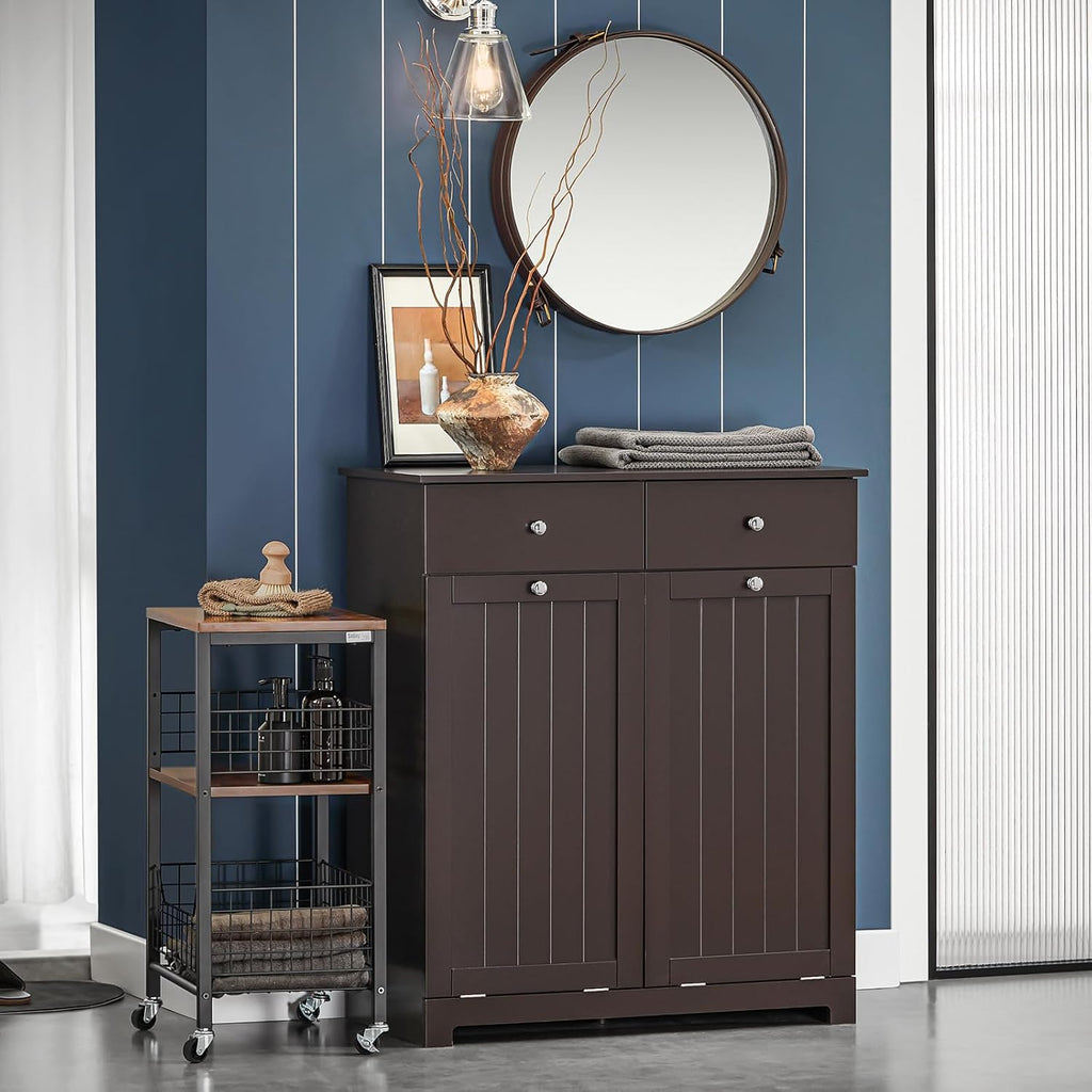 Laundry Hamper Cabinet with 2 Drawers and Wall Cabinet I733401