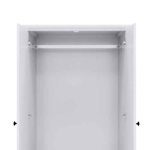 White 4 Door 2 Hanging Rod 4 Drawer Wood Armoire Wardrobe Closet L85267