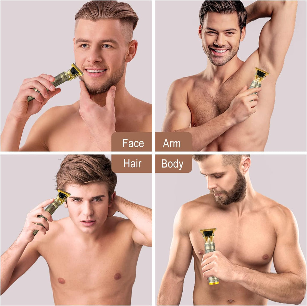 Cordless Hair & Beard Trimmer with 4 Guide Combs, Rechargeable T-Blade Hair Clippers, Bronze Y770953