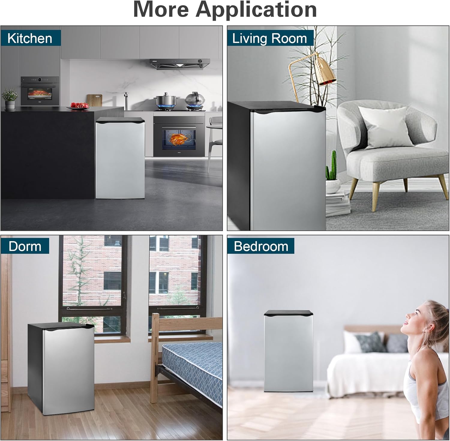 3.1 Cu. Ft. Mini Fridge with Freezer, Silver D48710