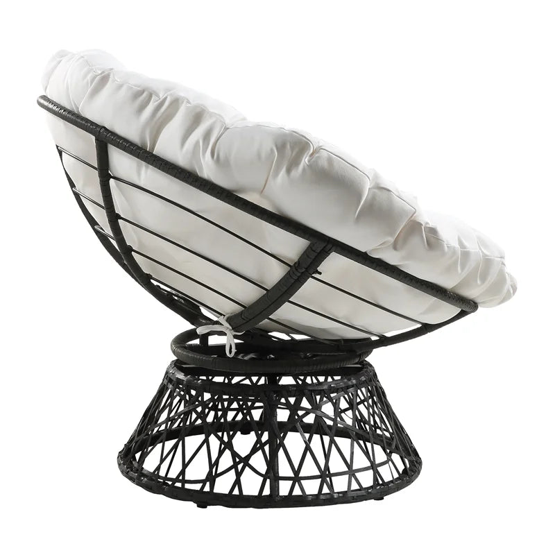 White cushion Papasan Chair with Black Frame Z954531