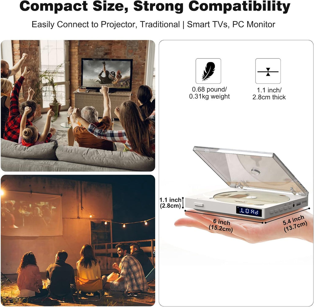 Mini DVD Player with Built-in Speaker, HDMI/RCA Output, USB Input, Remote Control N464590