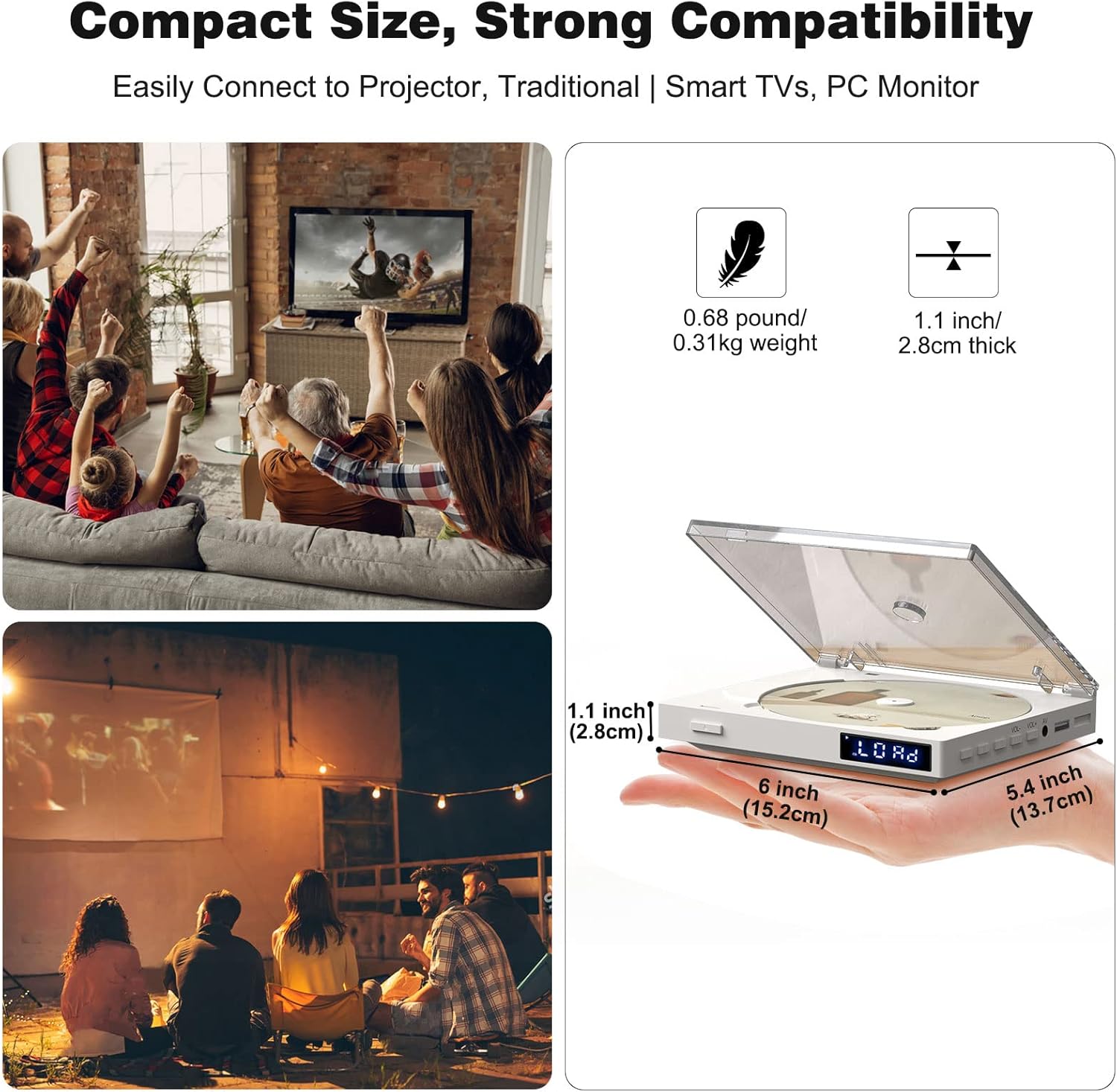 Mini DVD Player with Built-in Speaker, HDMI/RCA Output, USB Input, Remote Control N464590