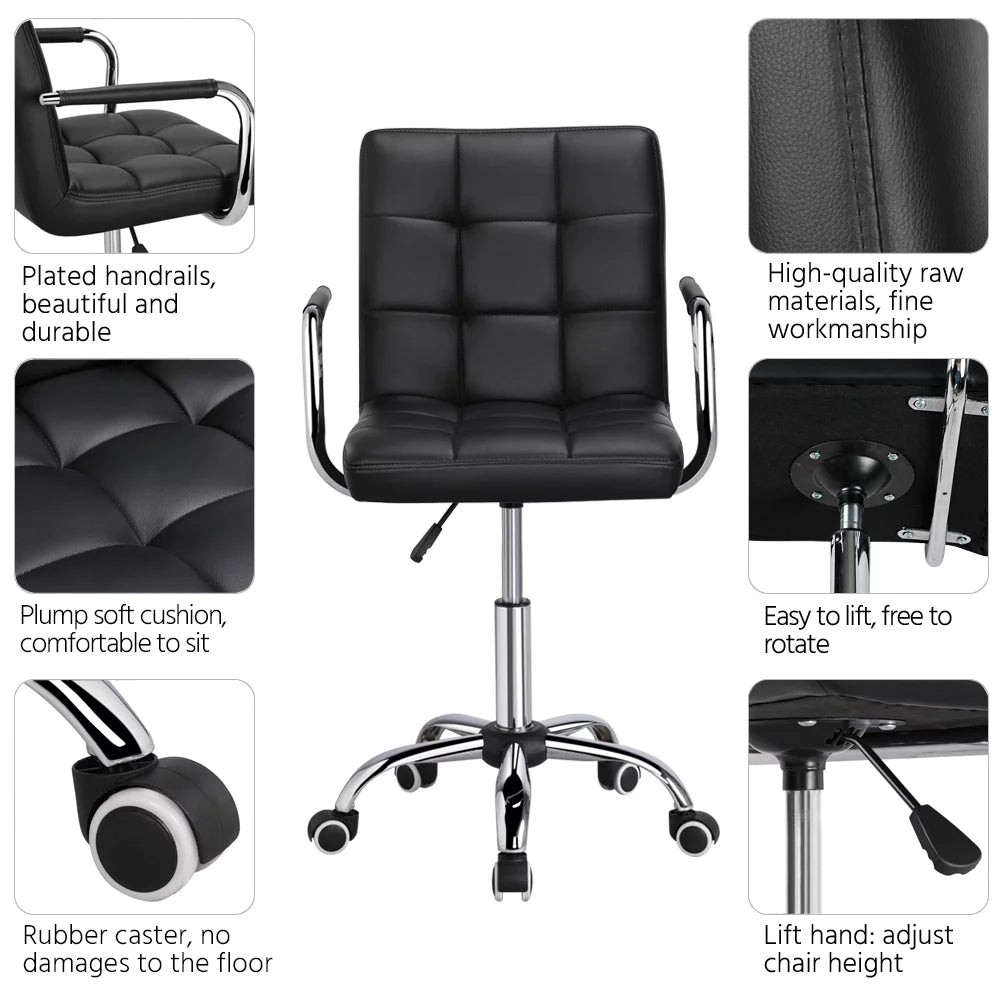 Black Faux Leather Swivel Office Chair with Wheels P2907