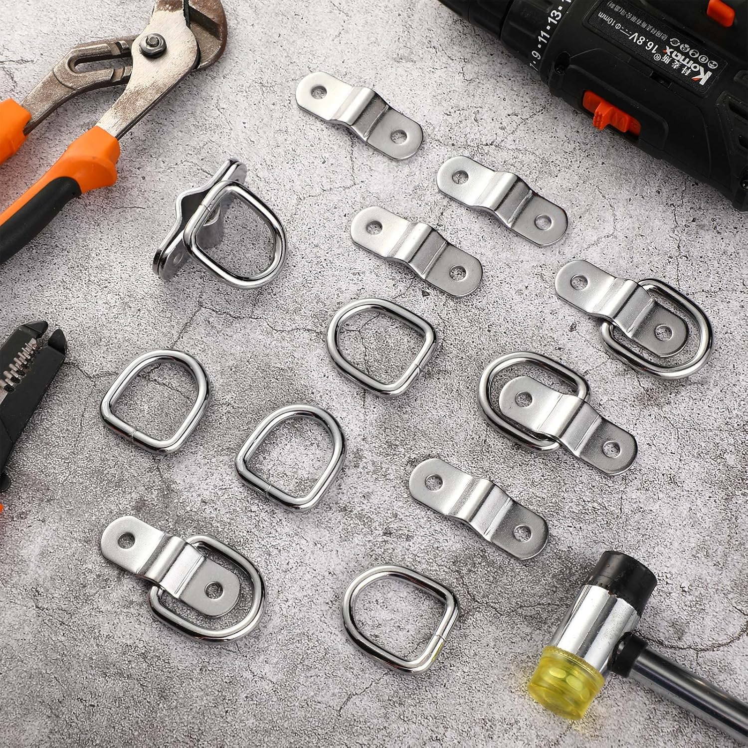 60 Pcs 1/4 Inch Heavy Duty Stainless Steel D Rings P210643