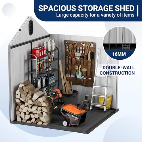 6x6 FT Outdoor Resin Storage Shed with Floor M85847