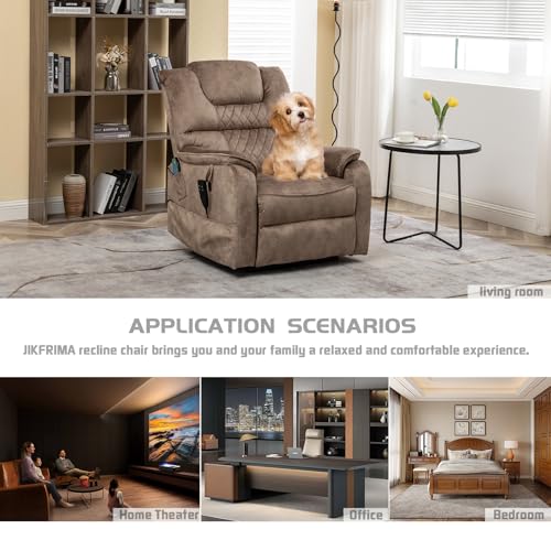 Brown Velvet Oversized Power Lift Recliner Chair with Massage Heat L209