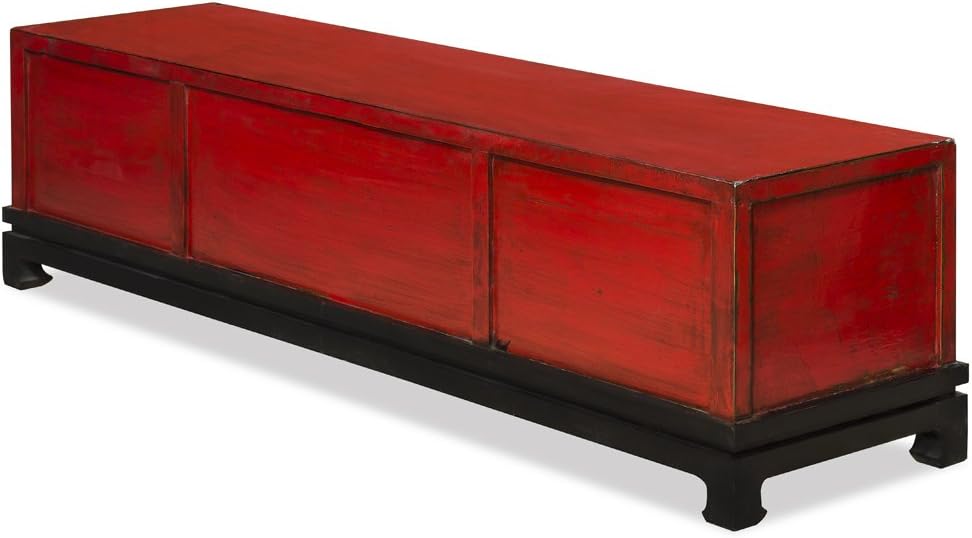 Distressed Red Media Cabinet A156958