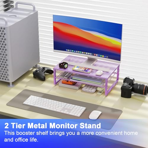 2-Tier Metal Monitor Stand Riser (Black) N4833
