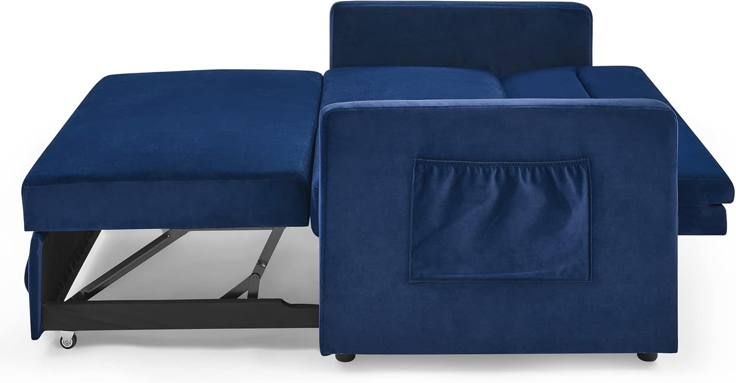 Blue 54.5" Convertible Sofa Bed W354040