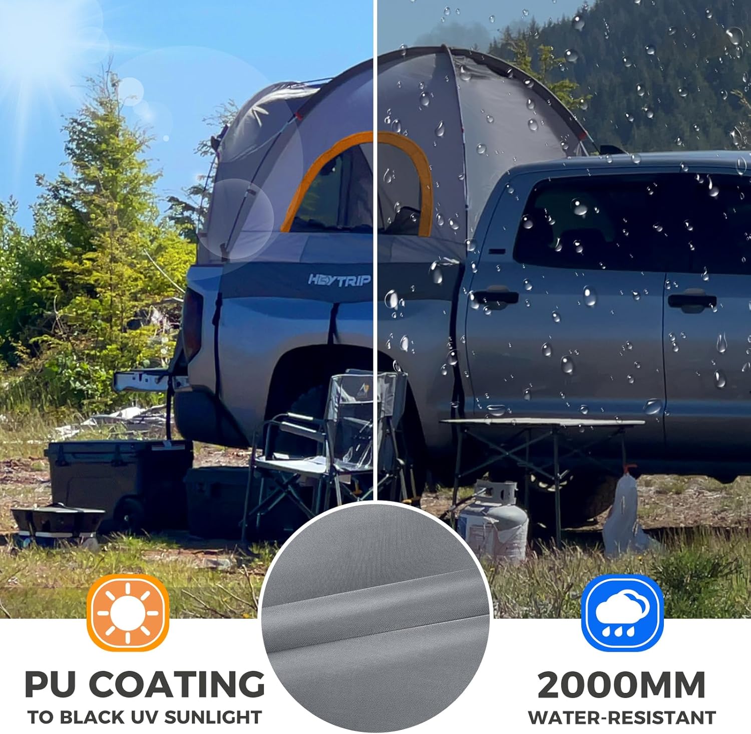 Truck Bed Tent 5.0ft-6.8ft Waterproof Double Layer 2 Person Tent W5503