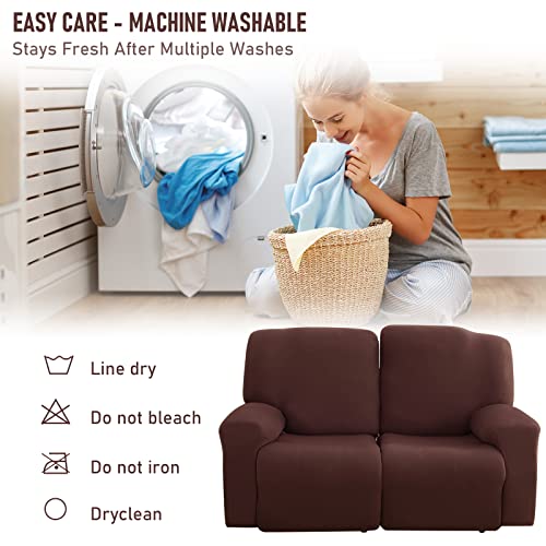 2 Seat Stretch Reclining Loveseat Sofa Cover with Side Pocket P256